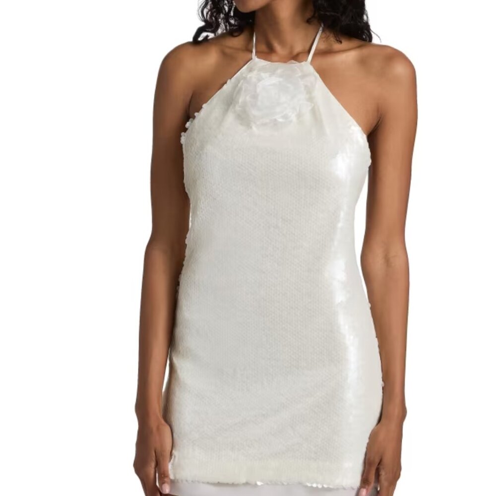 Toccin Women's Micky Rosette-Detailed Sequined Halterneck Minidress